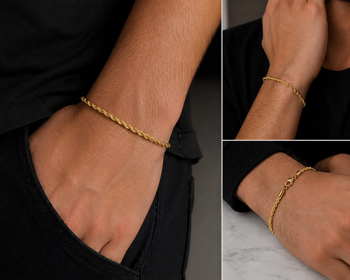 Aurelio Rope Armband - Guldfärgat - 3mm