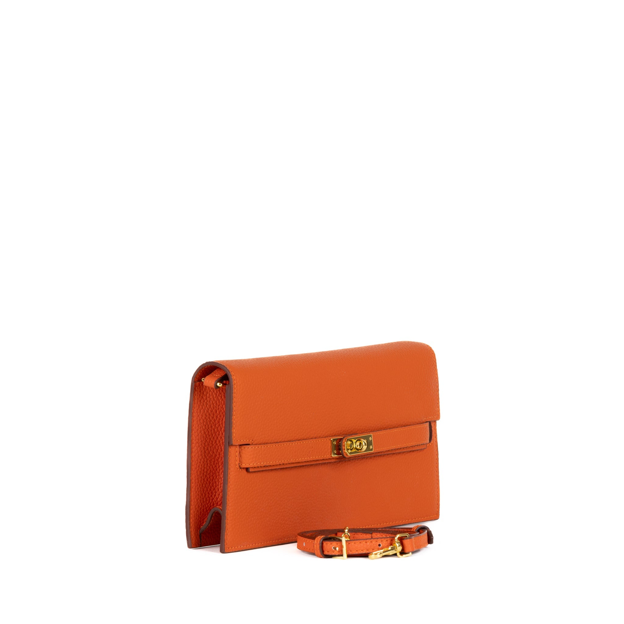 Embrayage en cuir camélia 24 - orange