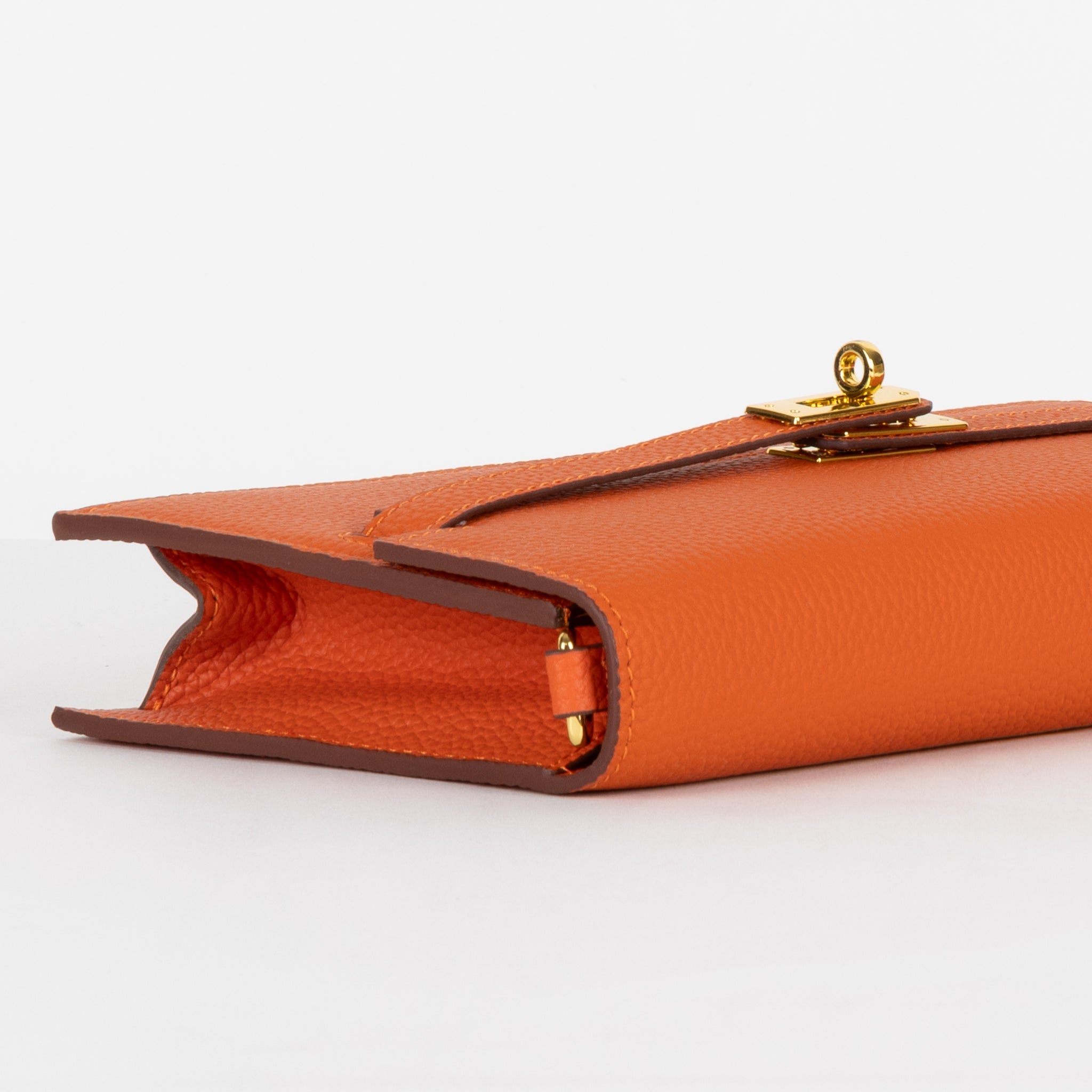 Embrayage en cuir camélia 24 - orange
