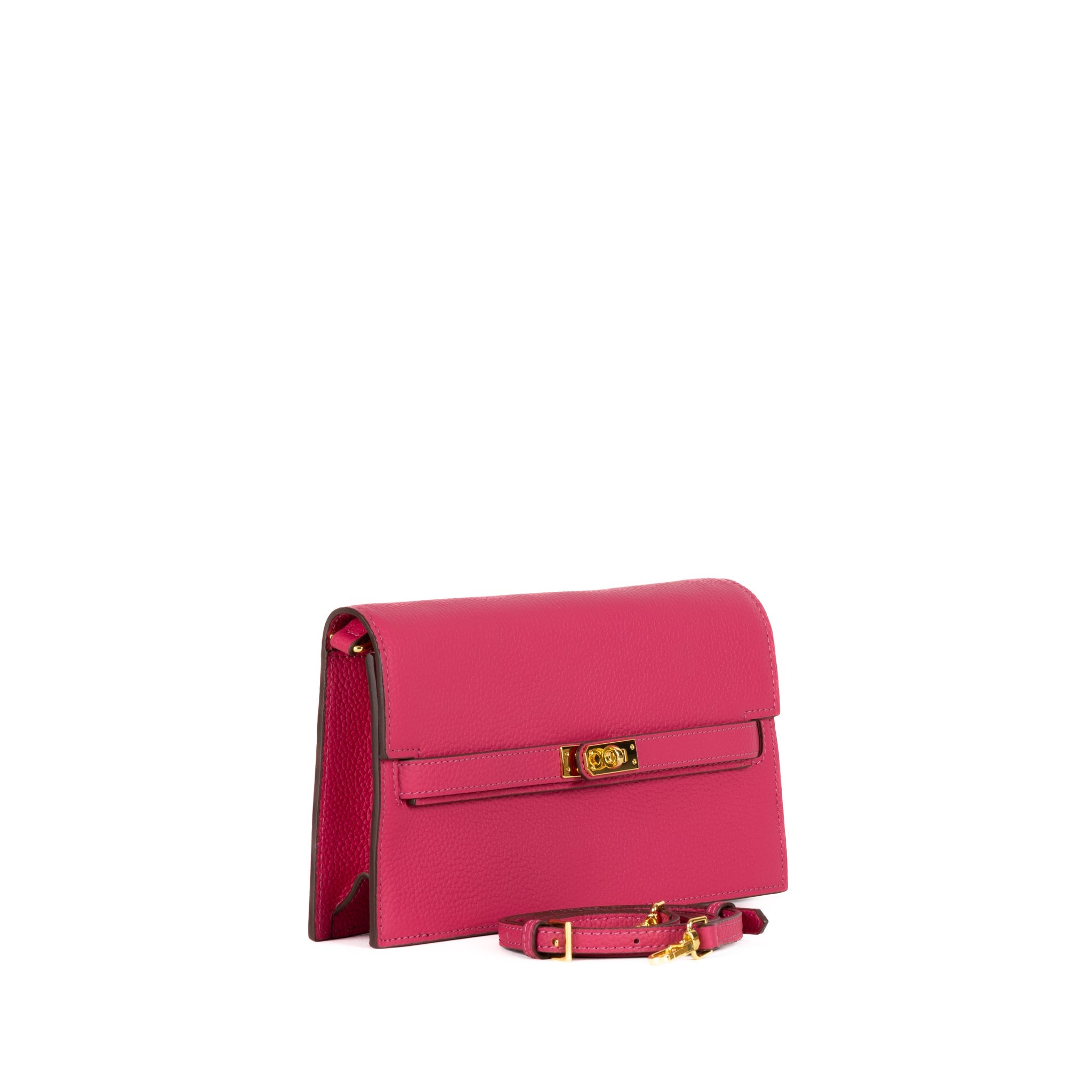 Embrayage en cuir camélia 24 - rose