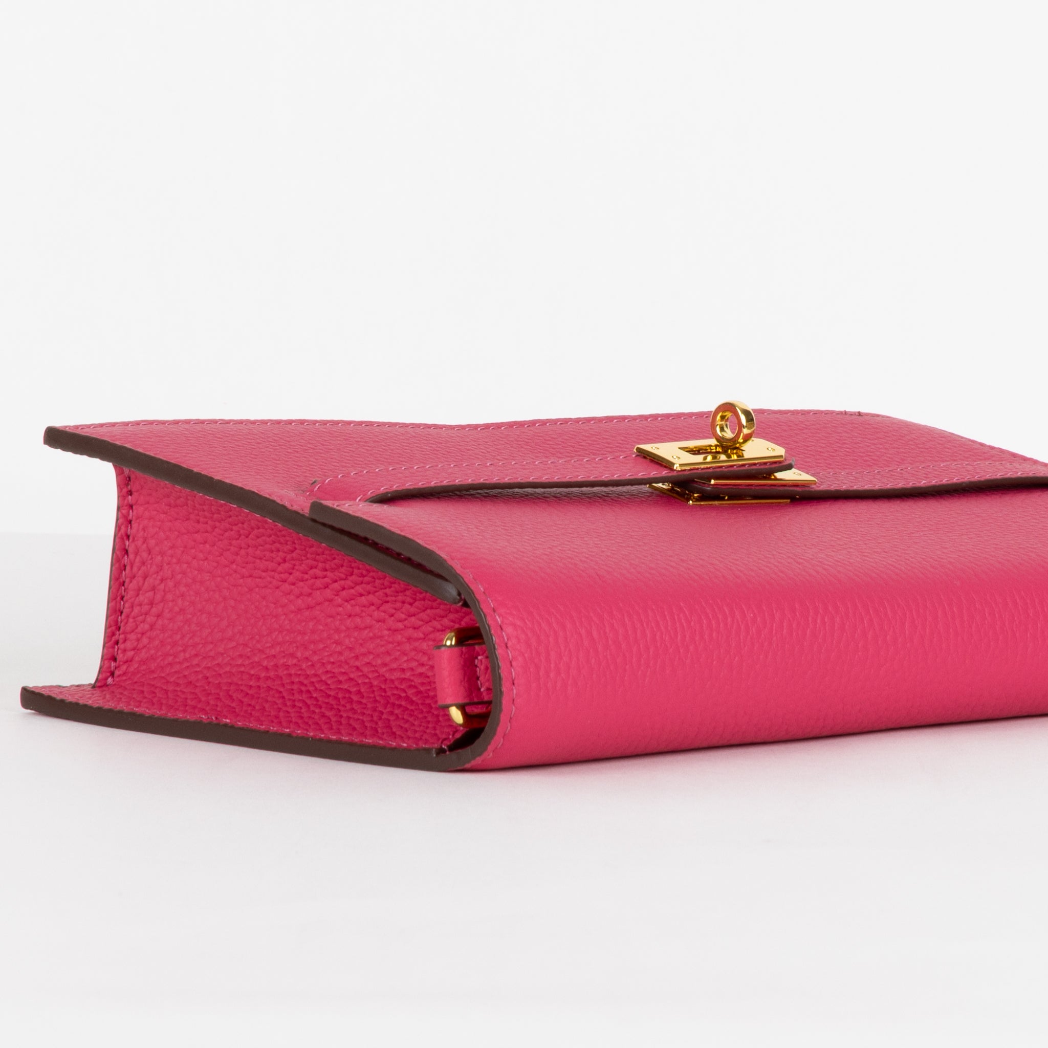 Embrayage en cuir camélia 24 - rose