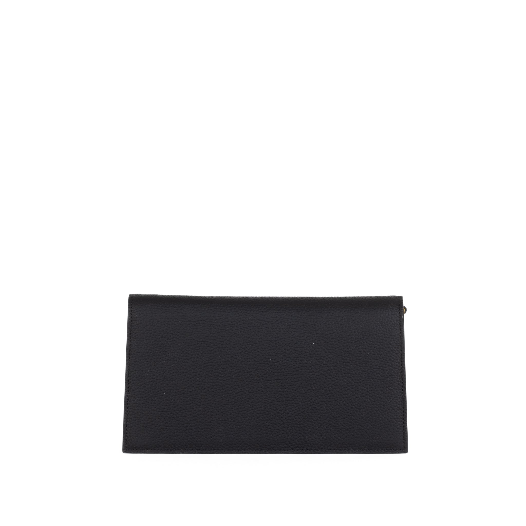 Embrayage en cuir camélia 24 - noir
