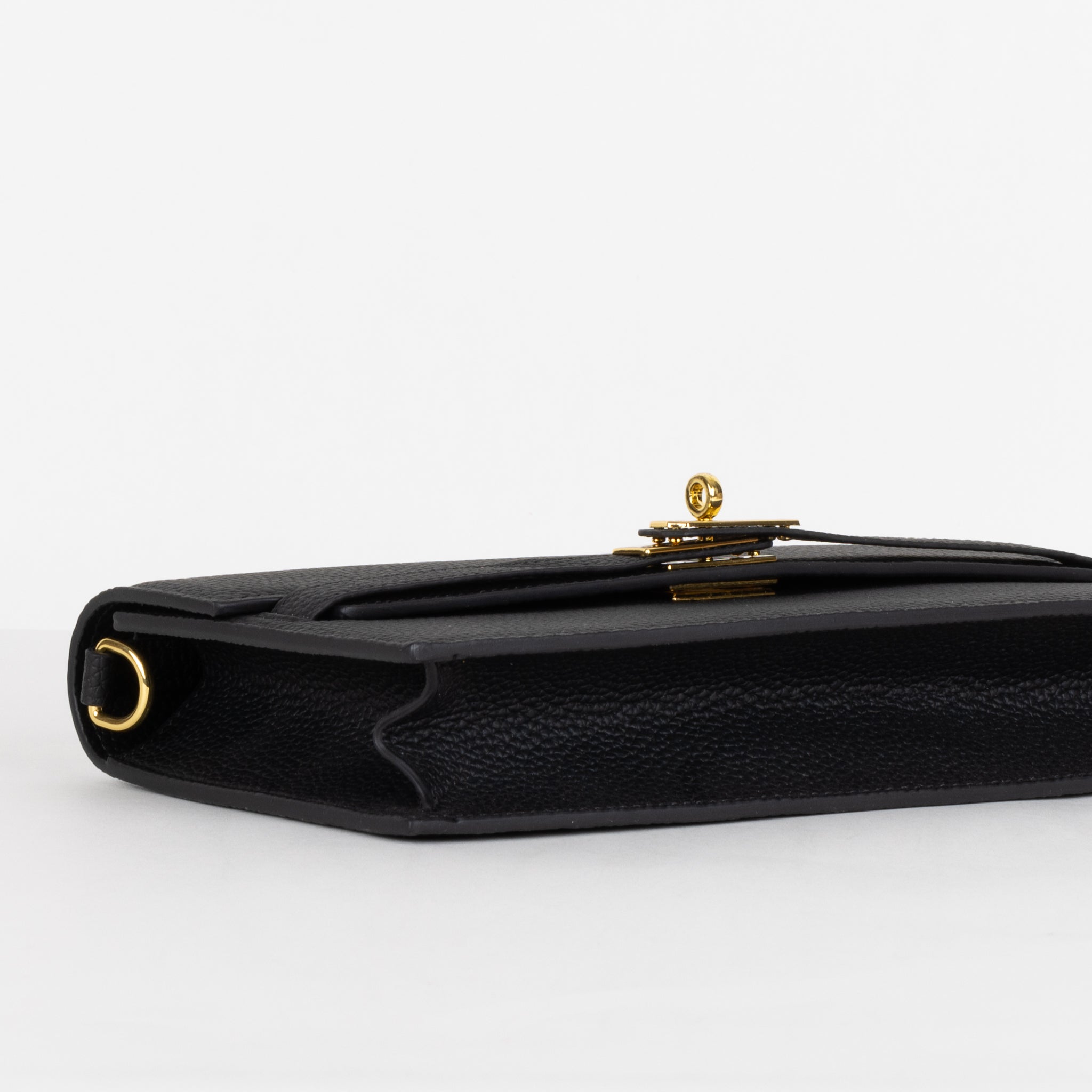 Embrayage en cuir camélia 24 - noir