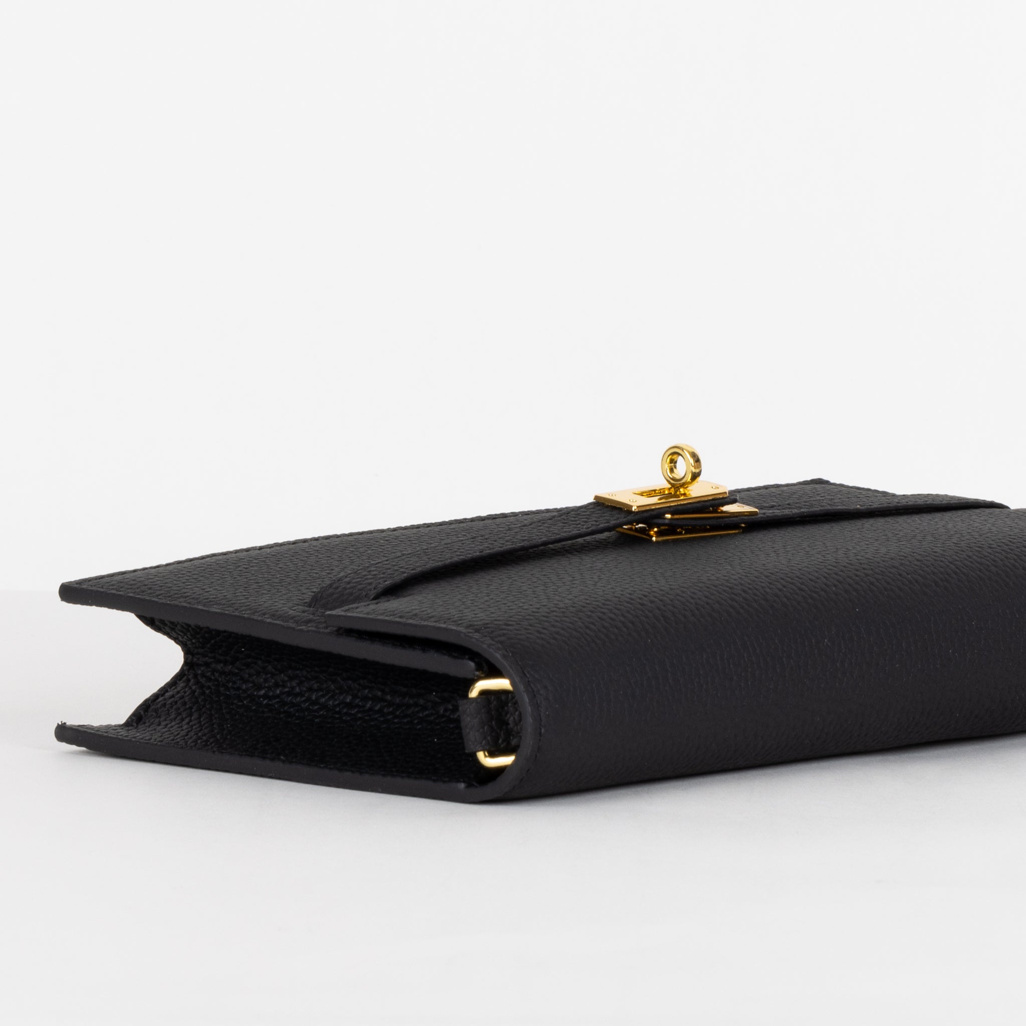 Embrayage en cuir camélia 24 - noir