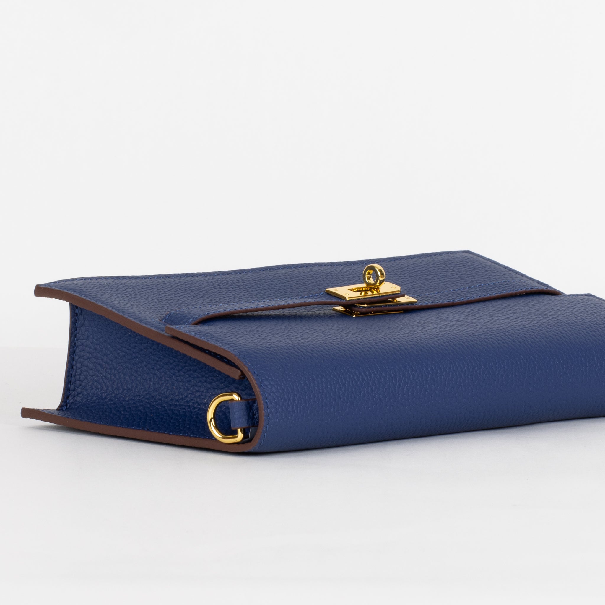 Embrayage en cuir camélia 24 - bleu