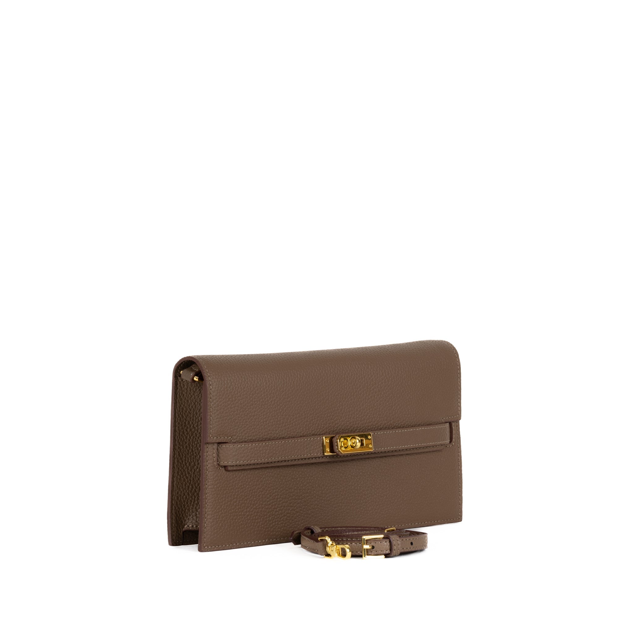 Embrayage en cuir camélia 24 - arachide