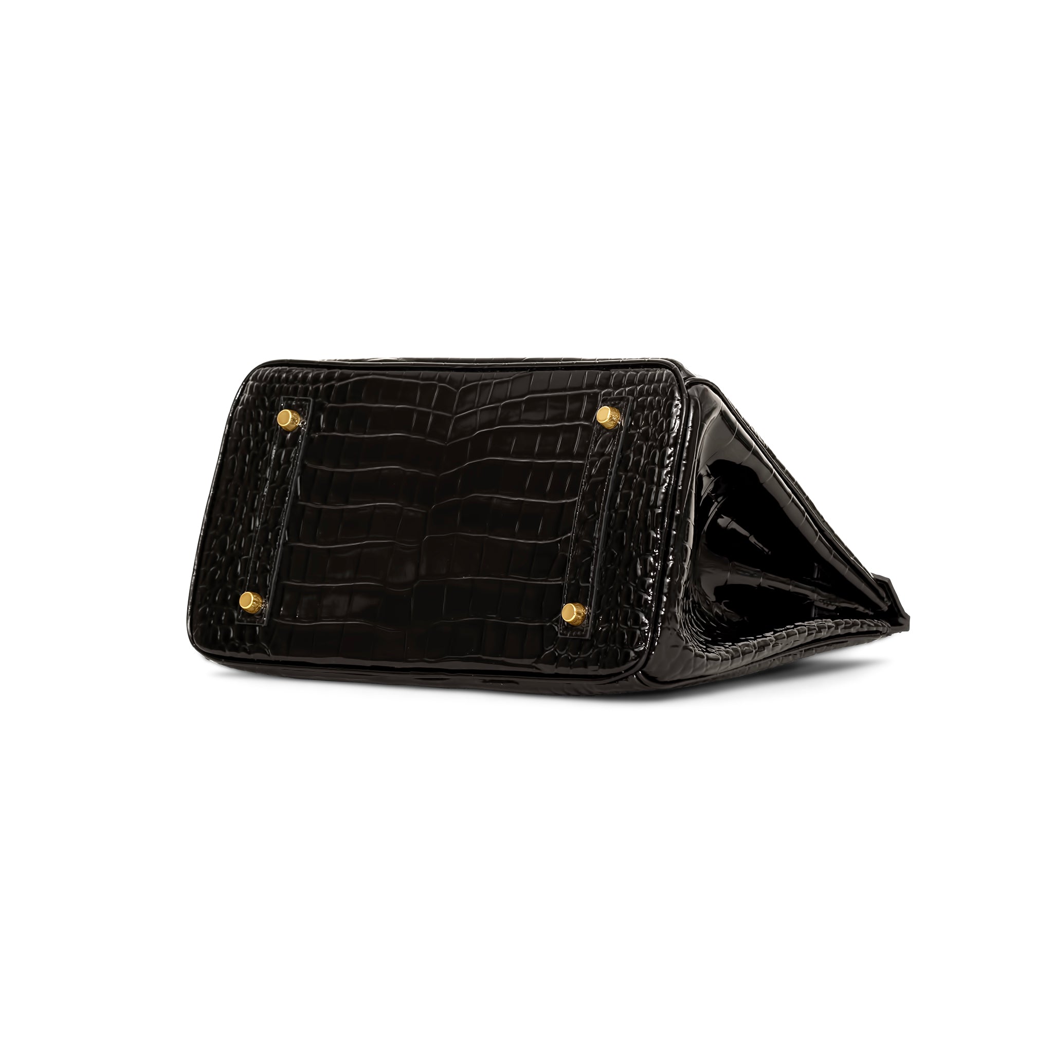 Ginna Croco Leder Handtasche 30 - Schwarz