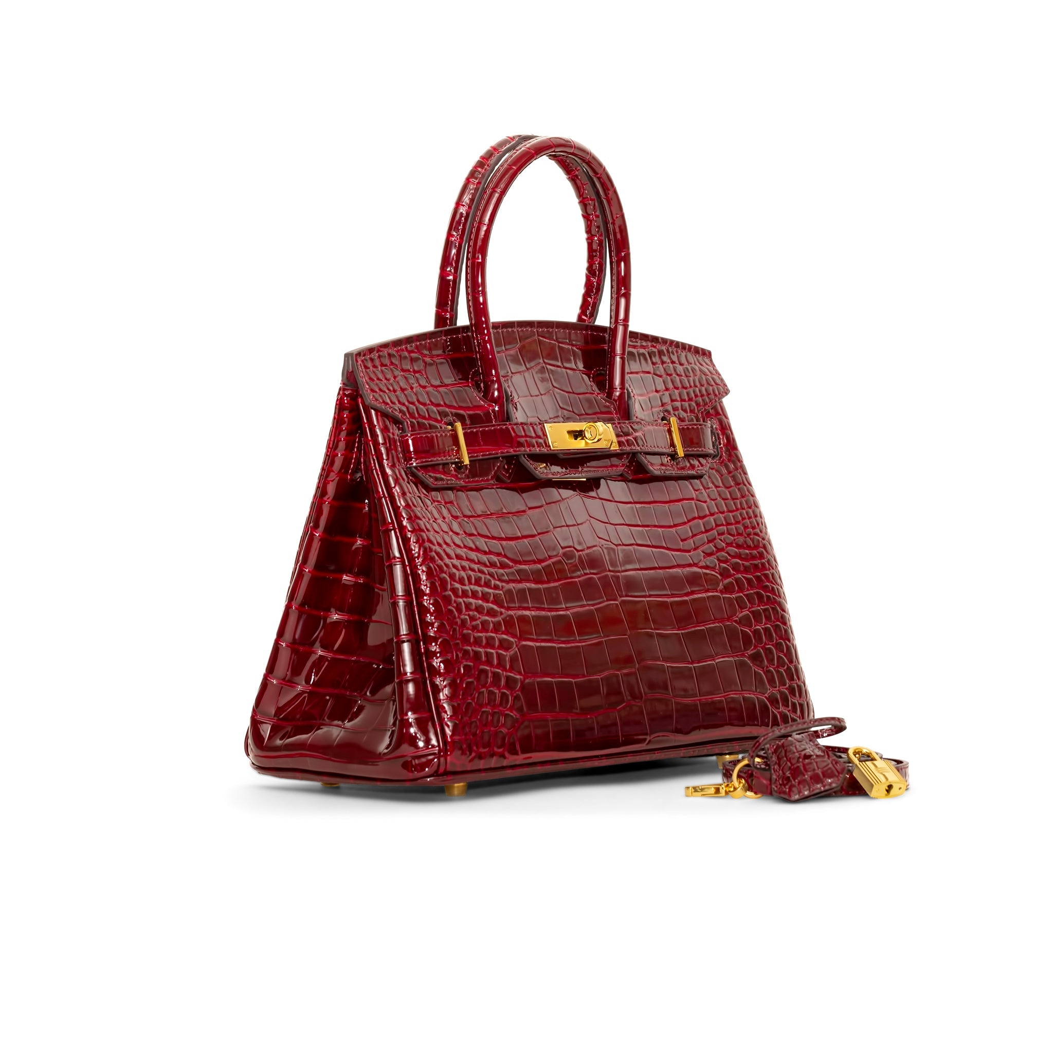 Ginna Croco Leather Handbag 30 - Vin rød