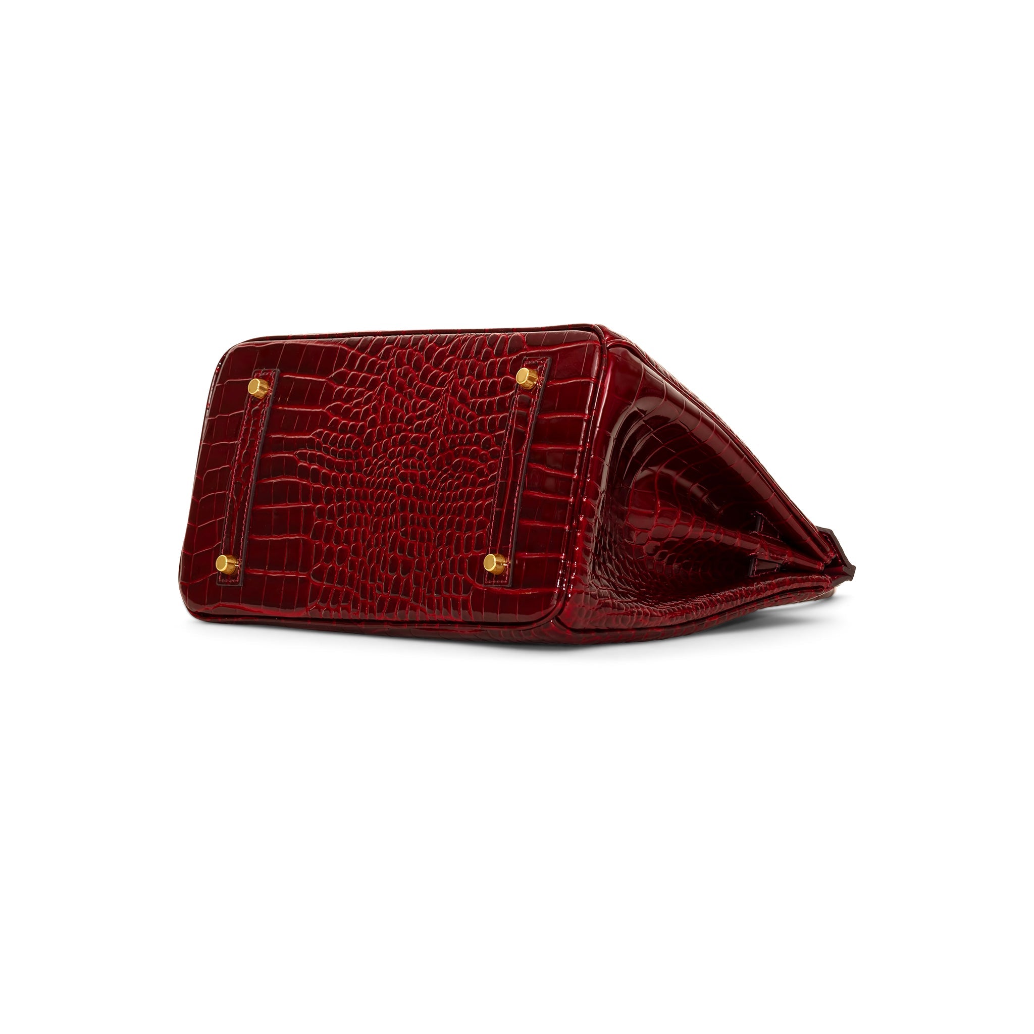 Ginna Croco Leather Handbag 30 - Vin rød