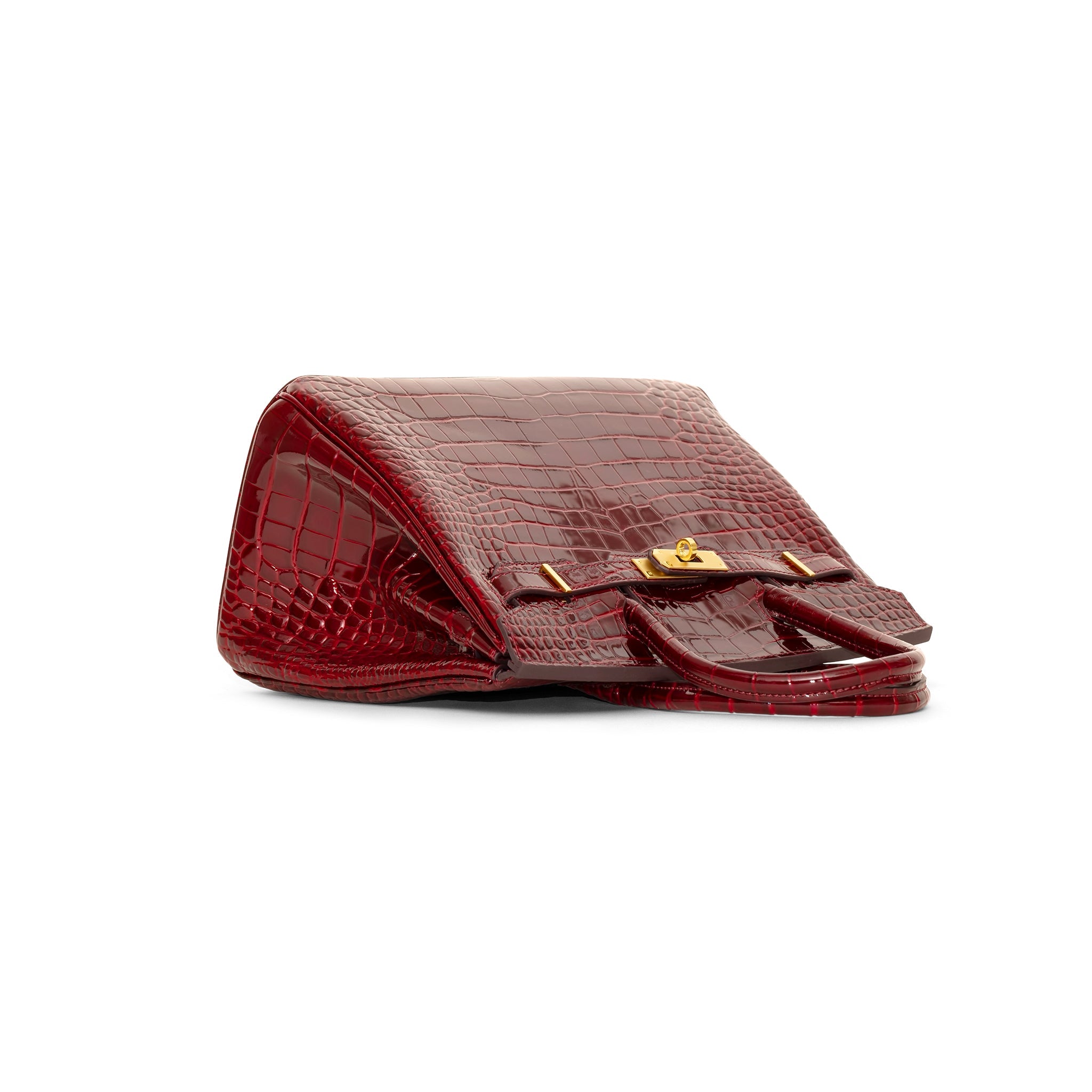 Ginna Croco Leather Handbag 30 - Vin rød