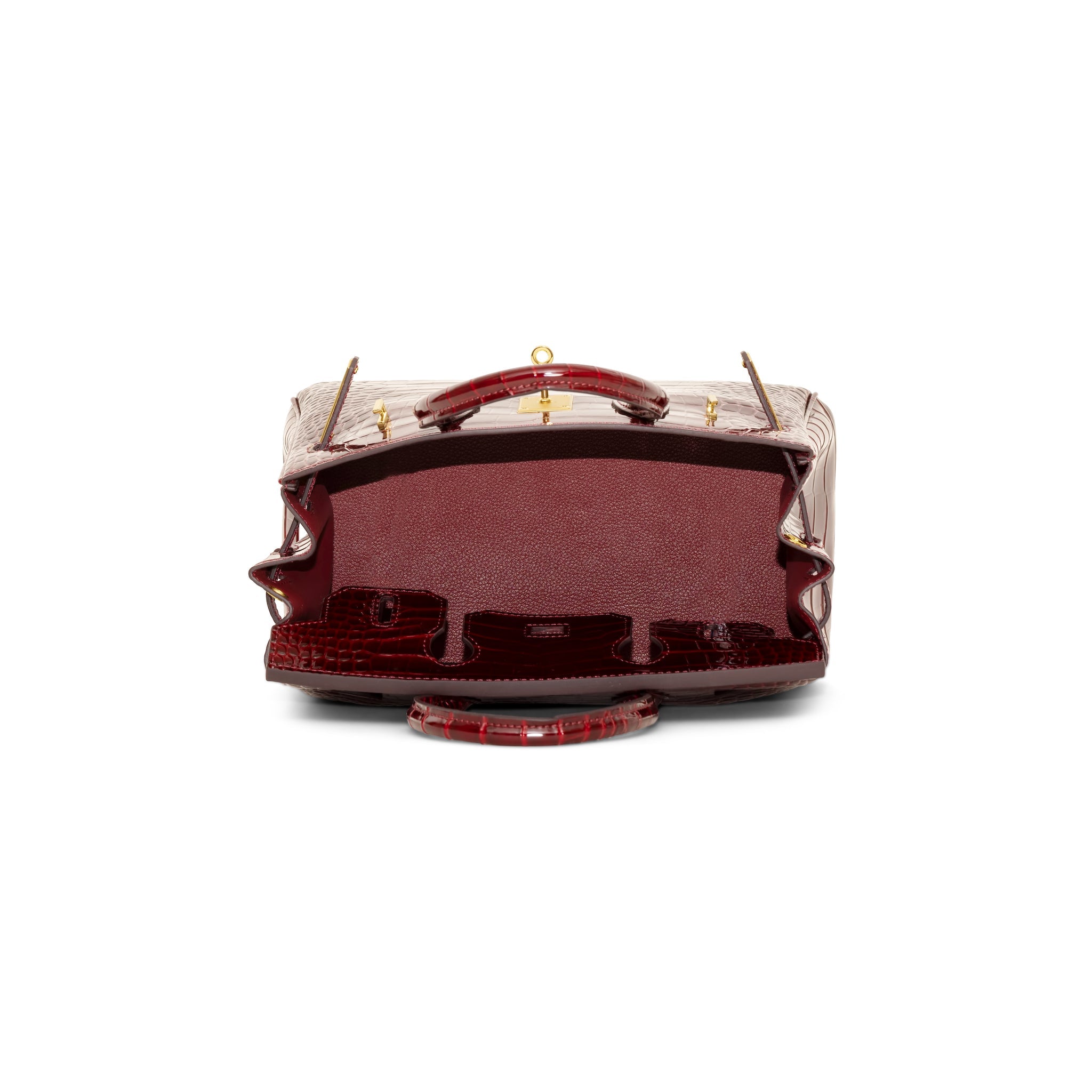 Ginna Croco Leather Handbag 30 - Vin rød