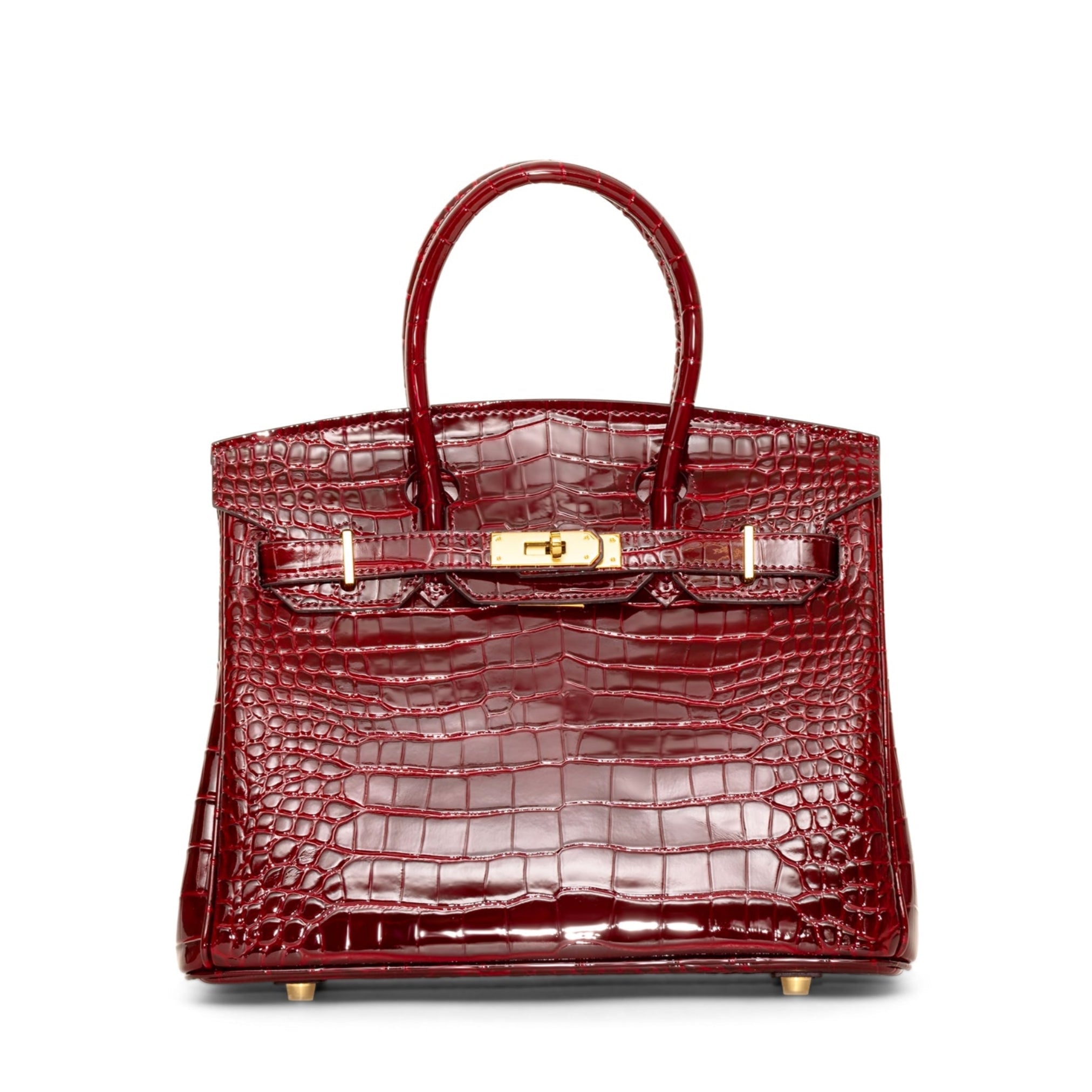 Ginna Croco Leather Handbag 30 - Vin rød