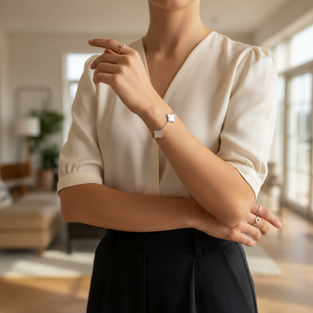 Dina Sølv Firkløver Armbånd