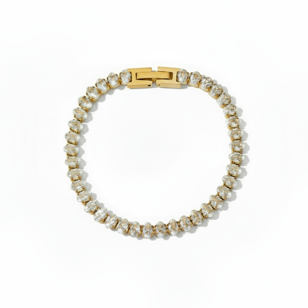 Éléonore Tennis Armbånd guld hvid