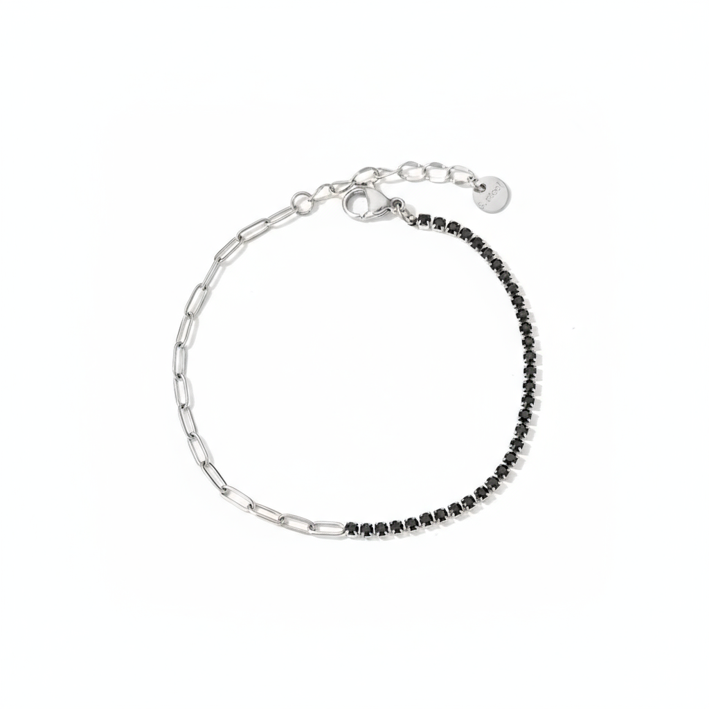 Elettra Silver sort Armbånd