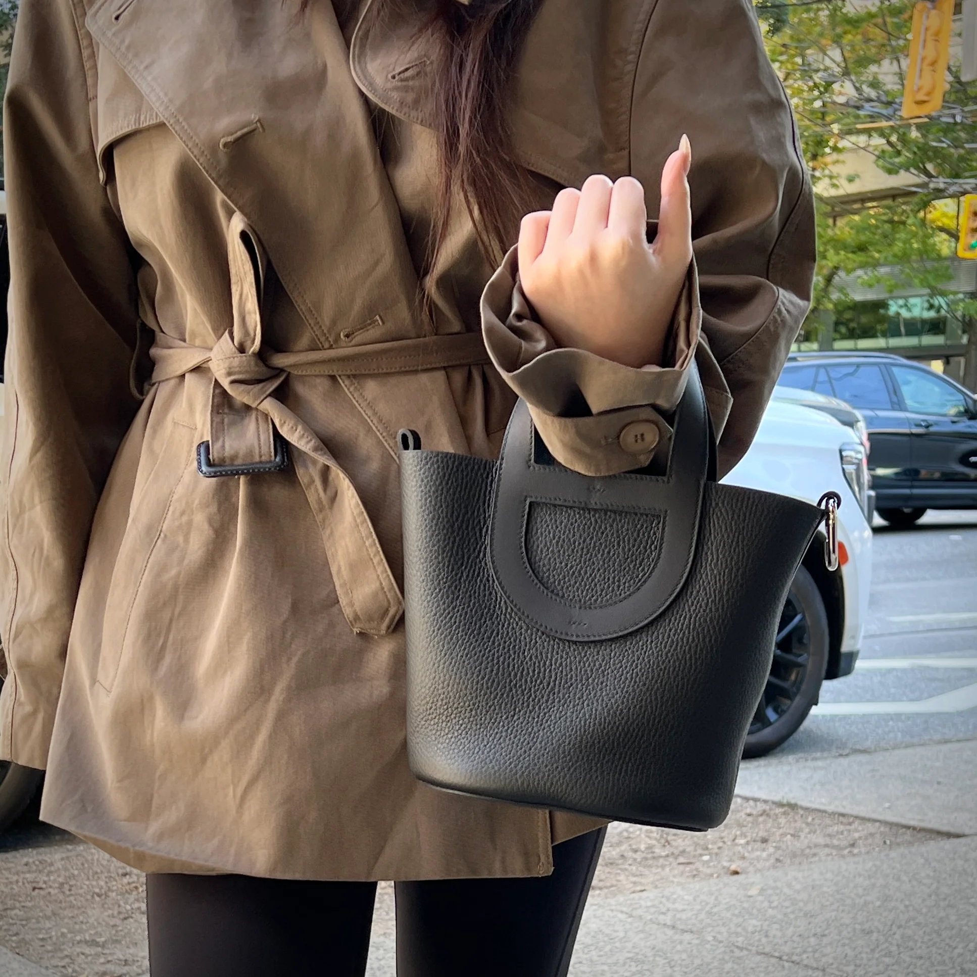 Sac à main en cuir Elodie 18 - noir