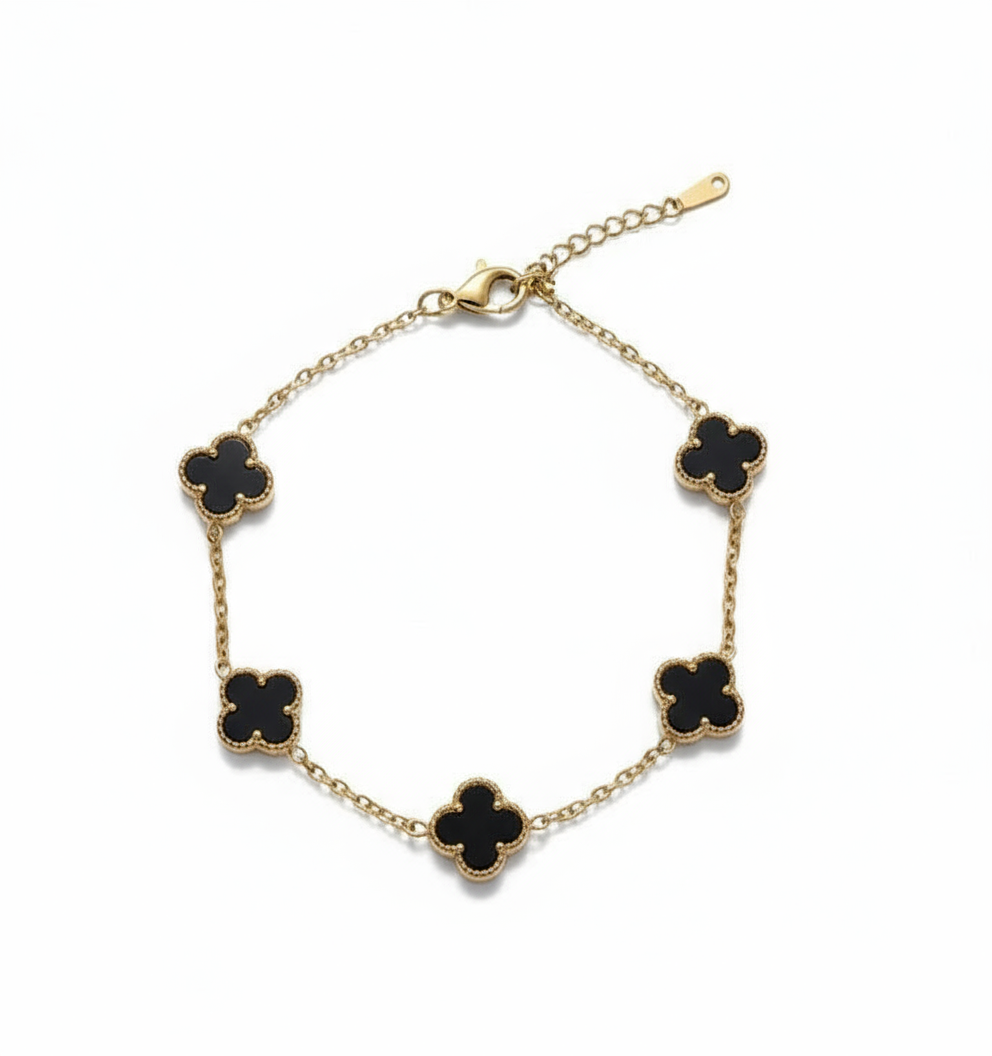 Mini Fyrklöver Armband svart