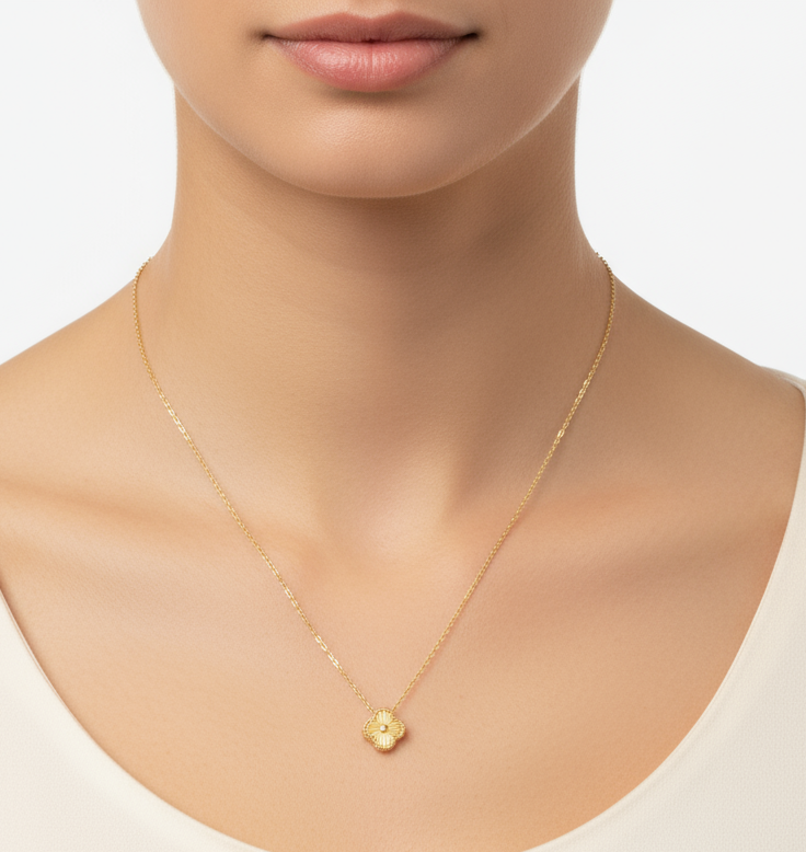Mini Fyrklöver Halsband Guld
