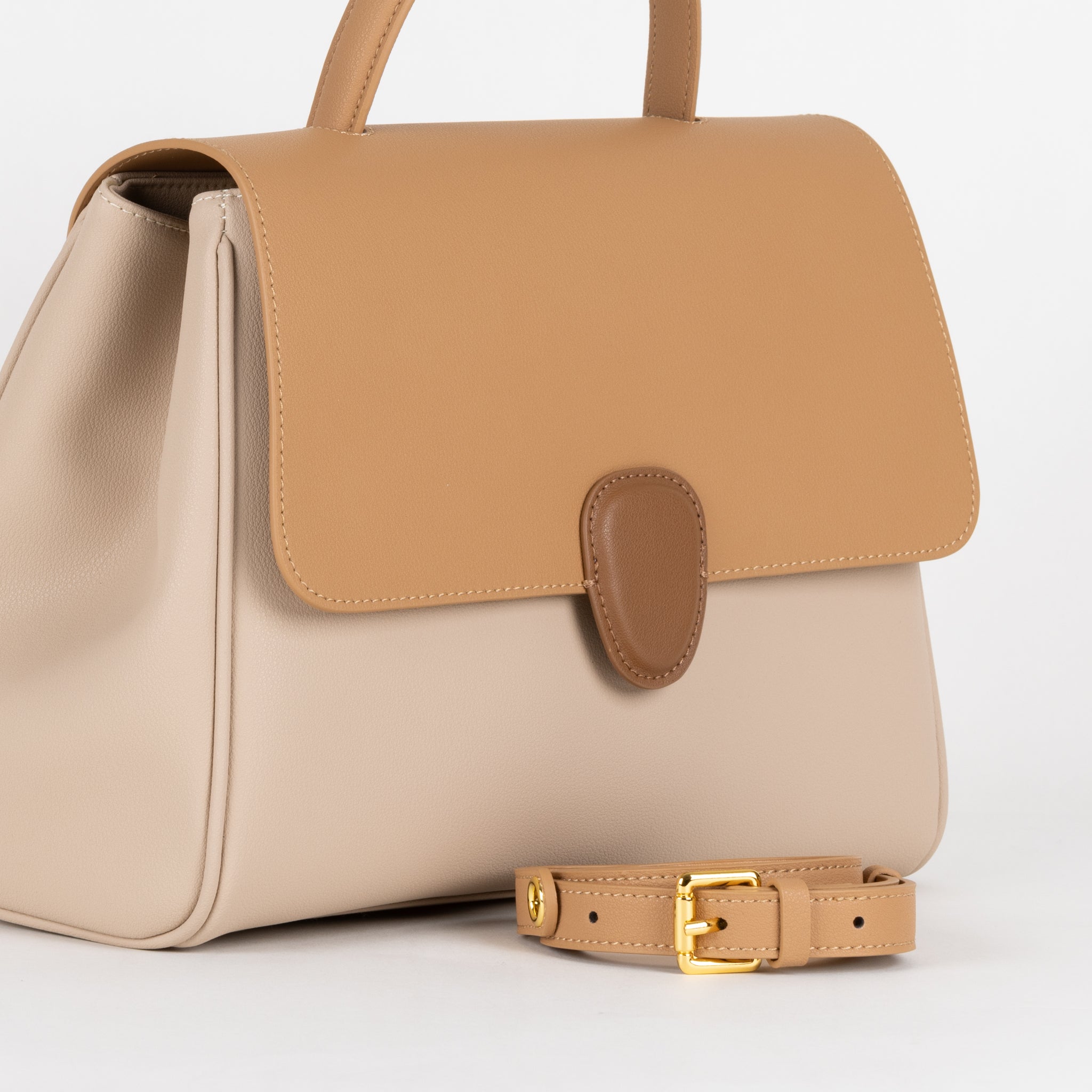 Sac à main en cuir Gisèle 28 - crème