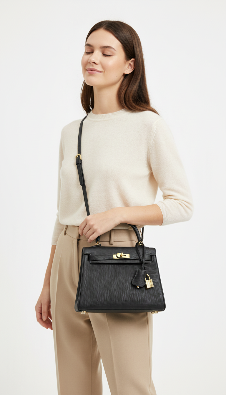 Joelle Leder Handtasche 30 - Schwarz