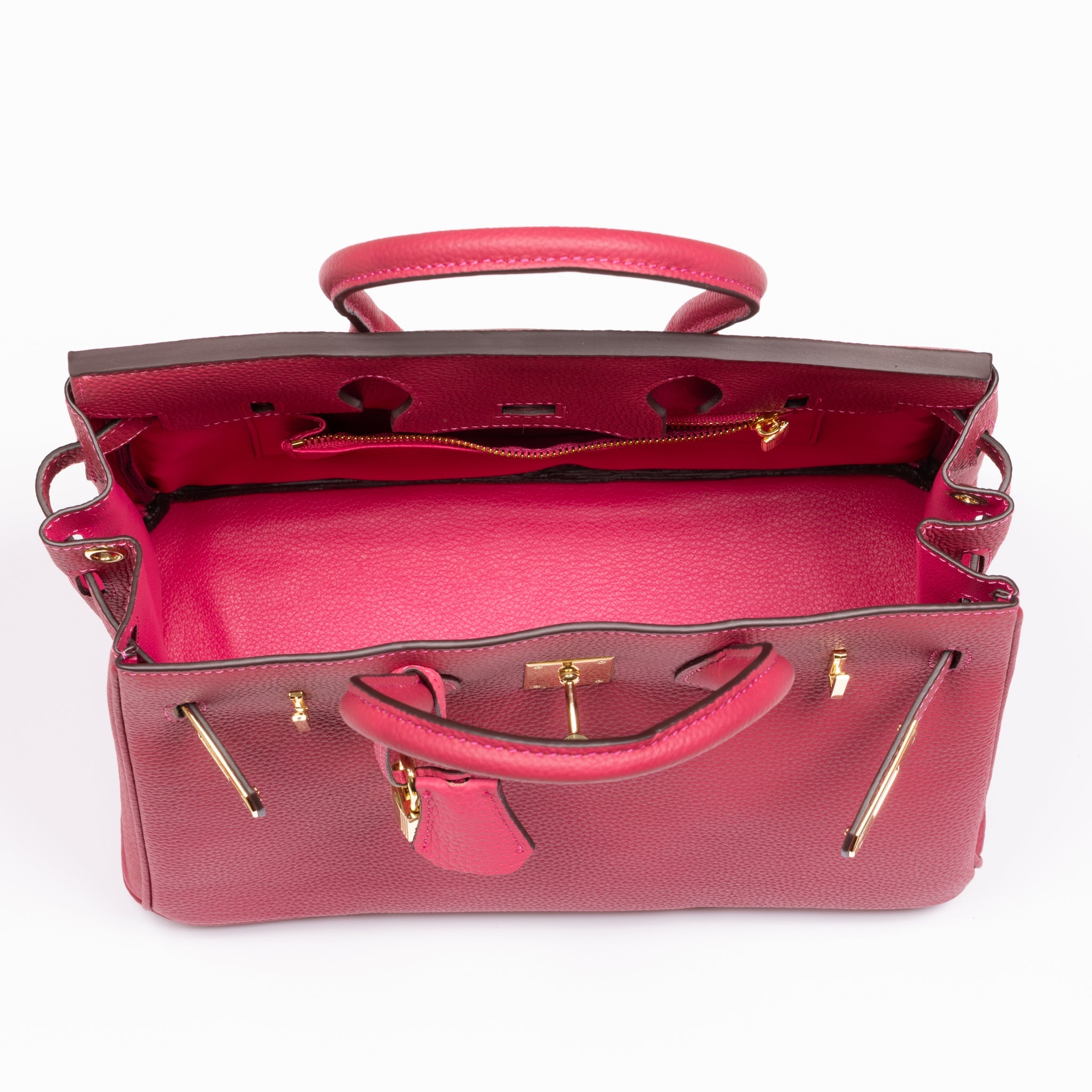 Joelle Læder Håndtaske 30 - Fuchsia