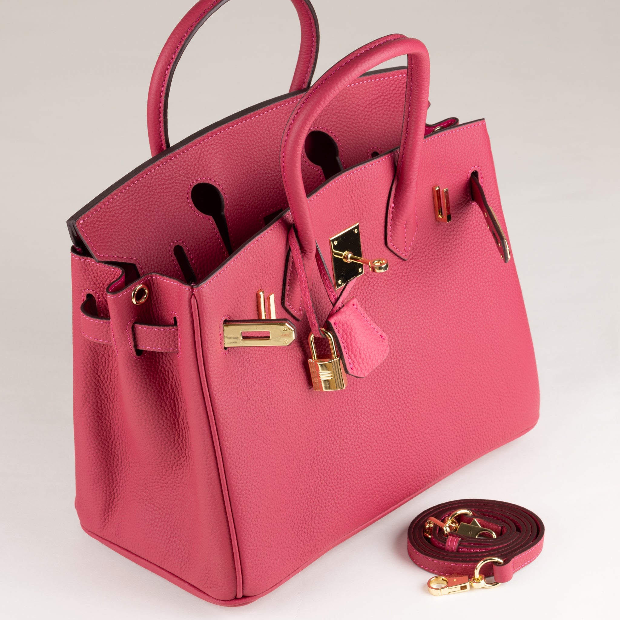 Joelle Læder Håndtaske 30 - Fuchsia