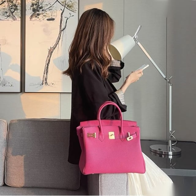 Joelle Læder Håndtaske 30 - Fuchsia
