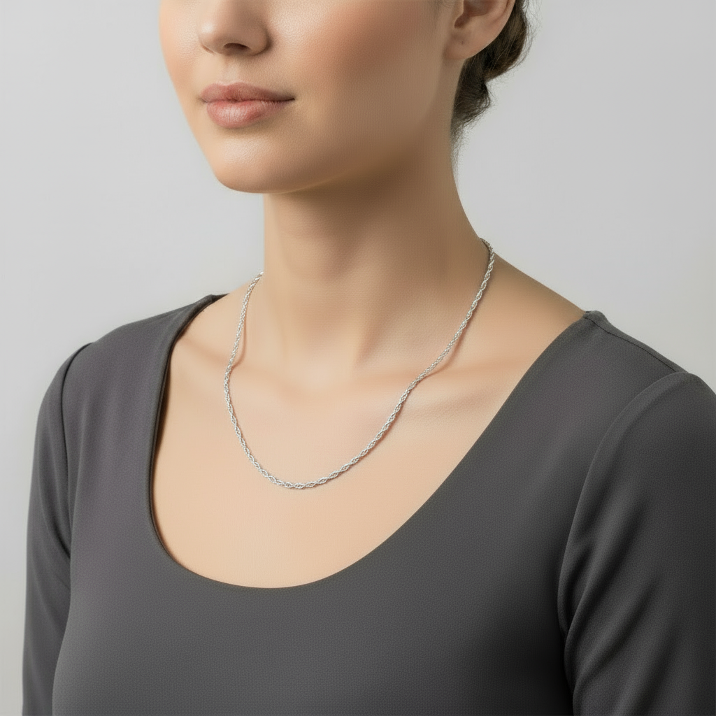 Rope chain Halskæde Sølv 4 mm/60 cm