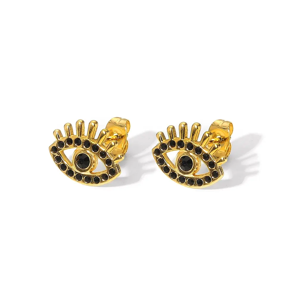 Stux les yeux des boucles d'oreilles avec des pierres noires