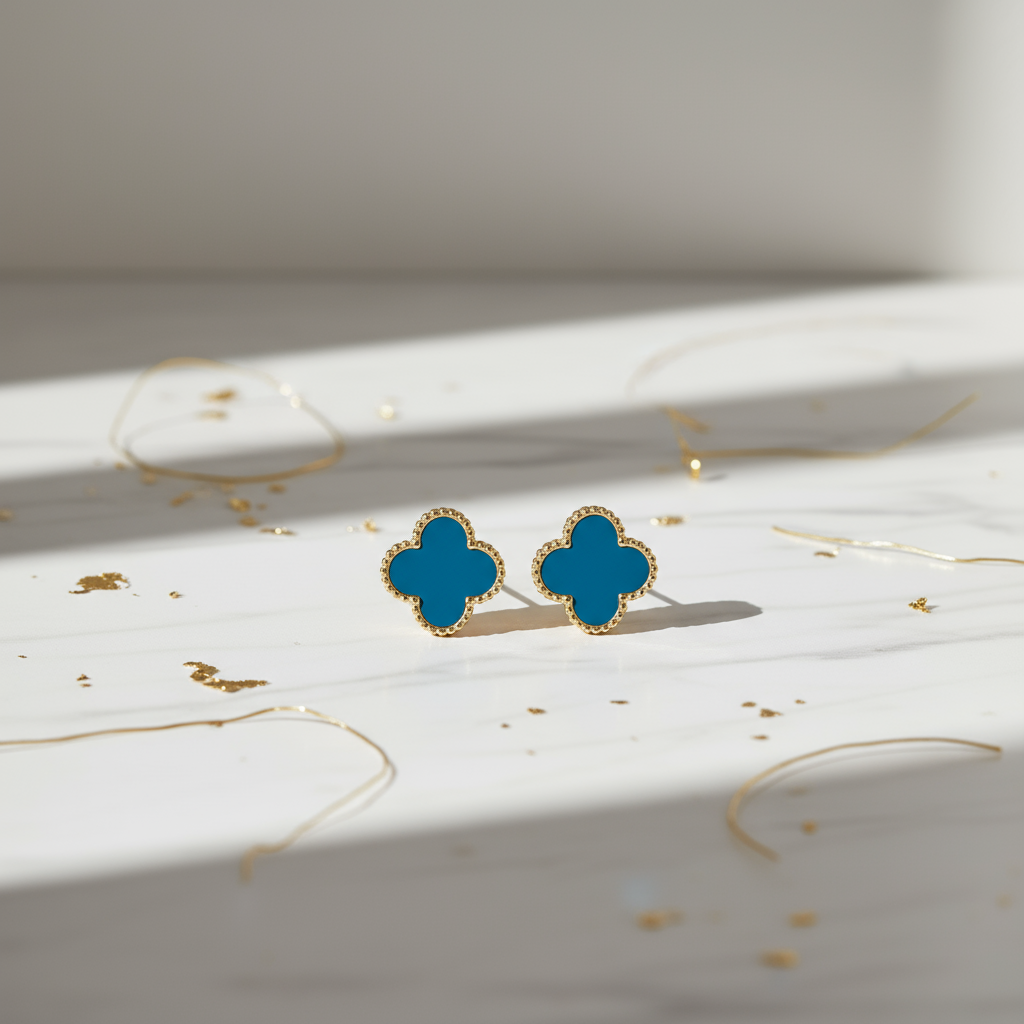 Azzurra Kleeblatt Ohrringe Blau