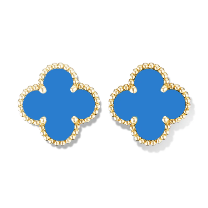 Boucles d'oreilles Azzurra quatre feuilles bleues