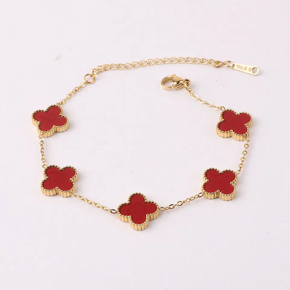 Sienna Kleeblatt Armband Rot