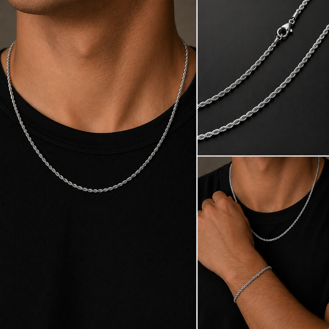 Aurelio Rope Halsband - Silverfärgat - 3mm
