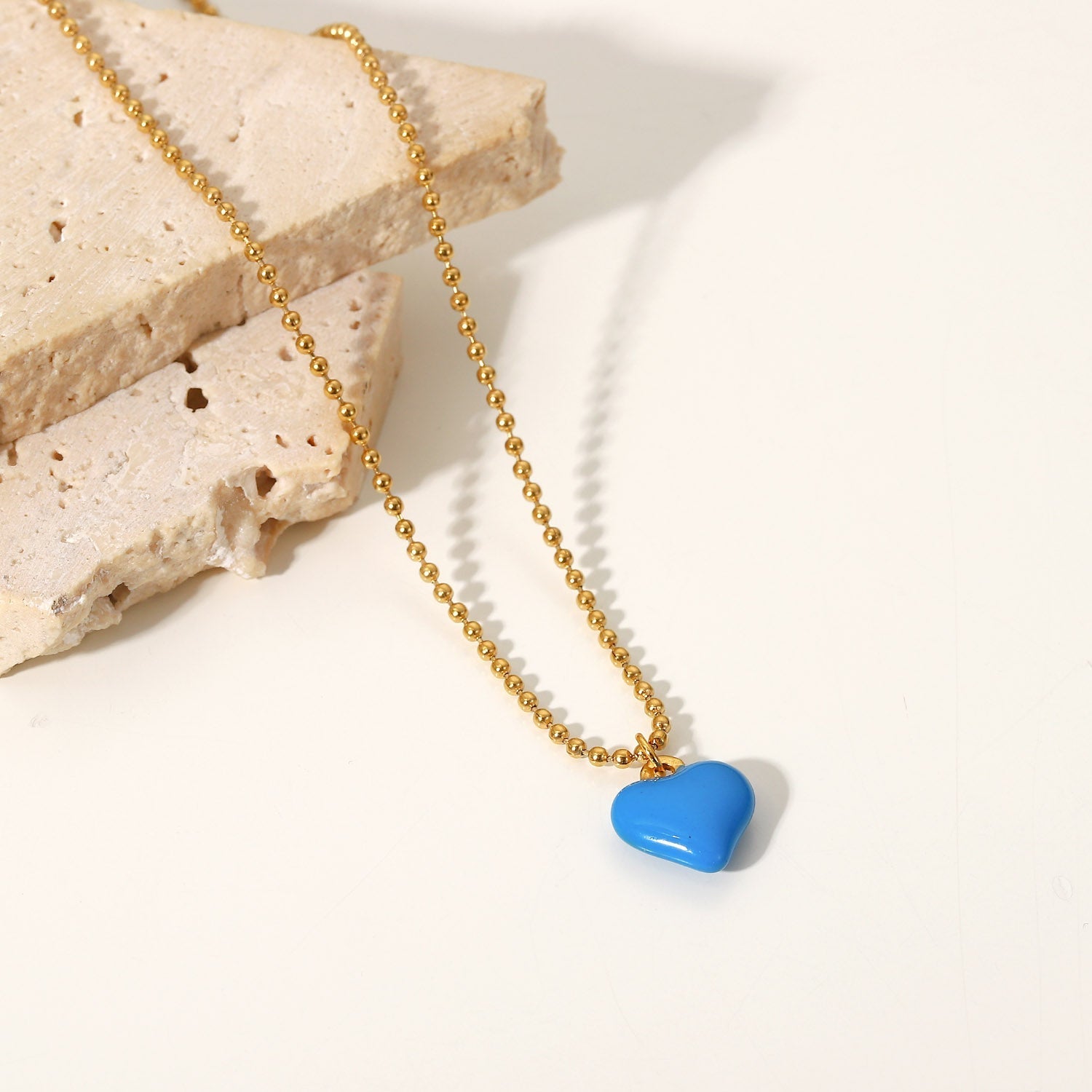 Collier Bleu Coeur avec pendentifs