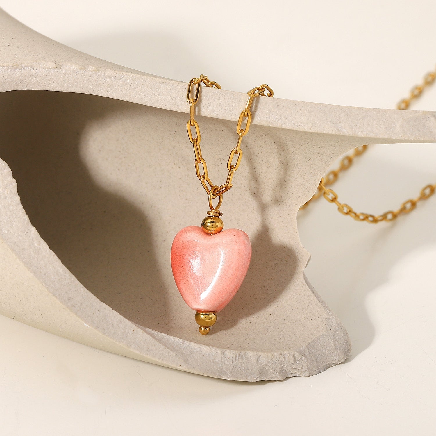 Collier avec Coeur Rose