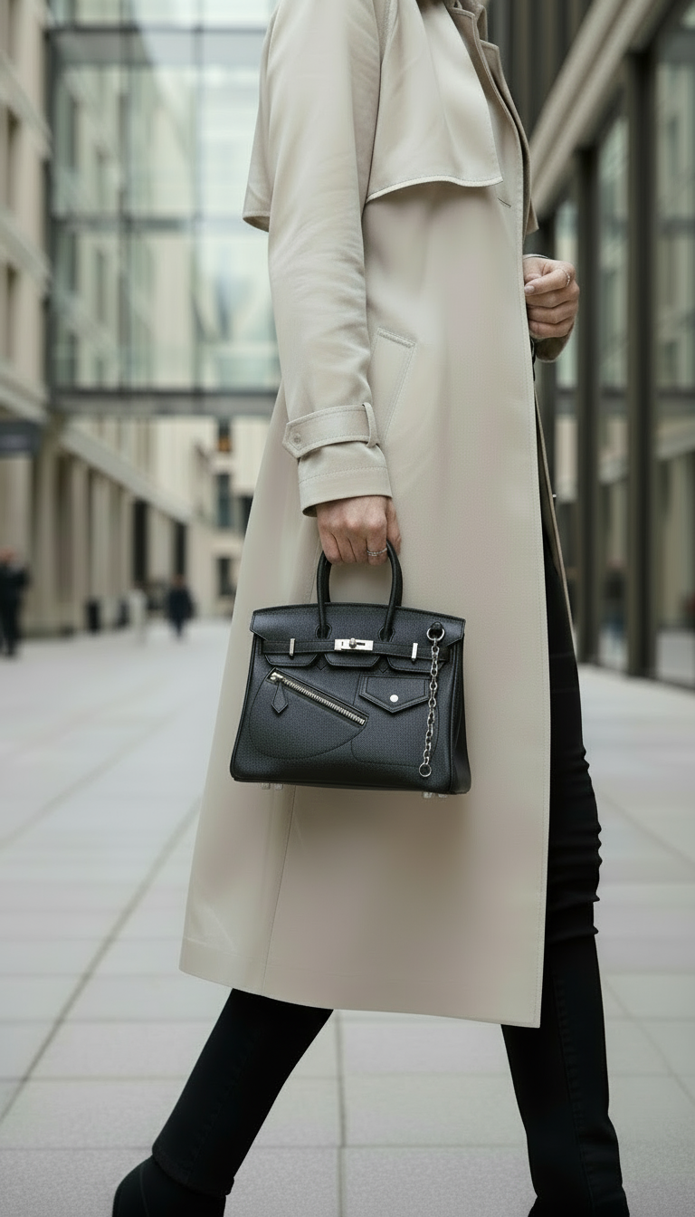 Joelle Leder Handtasche 30 - Schwarz