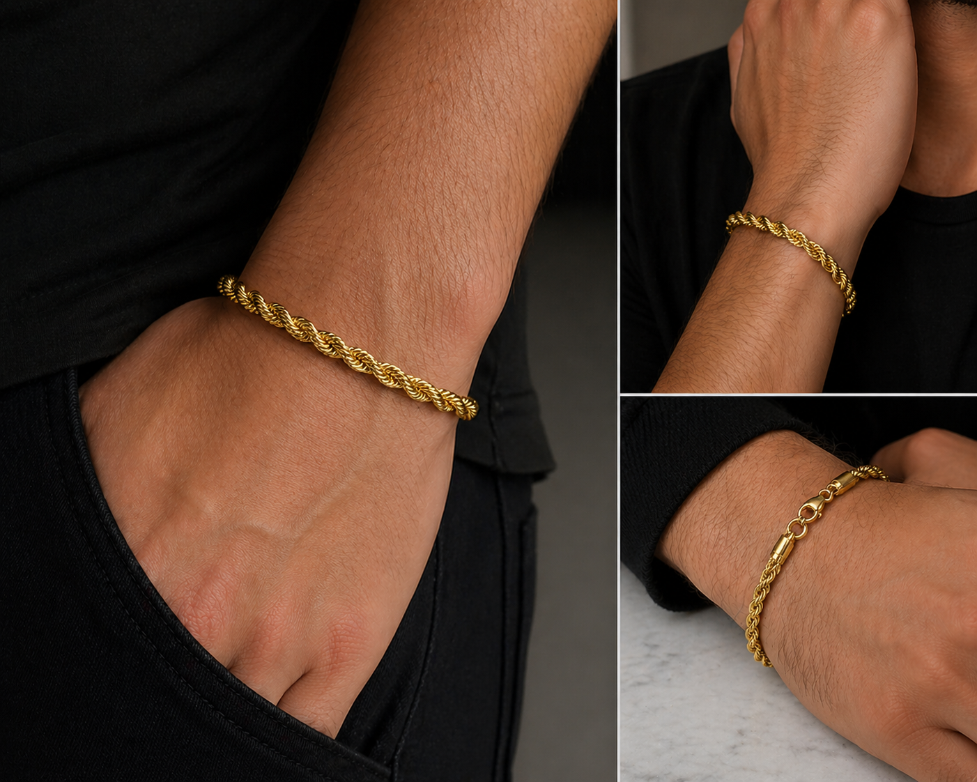 Aurelio Rope Armband - Guldfärgat - 5mm