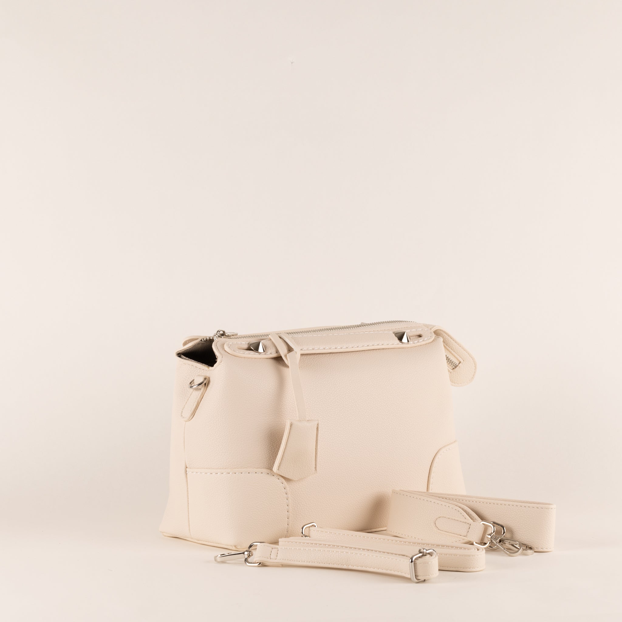 Sac porté épaule Sabine en cuir 20 - Crème