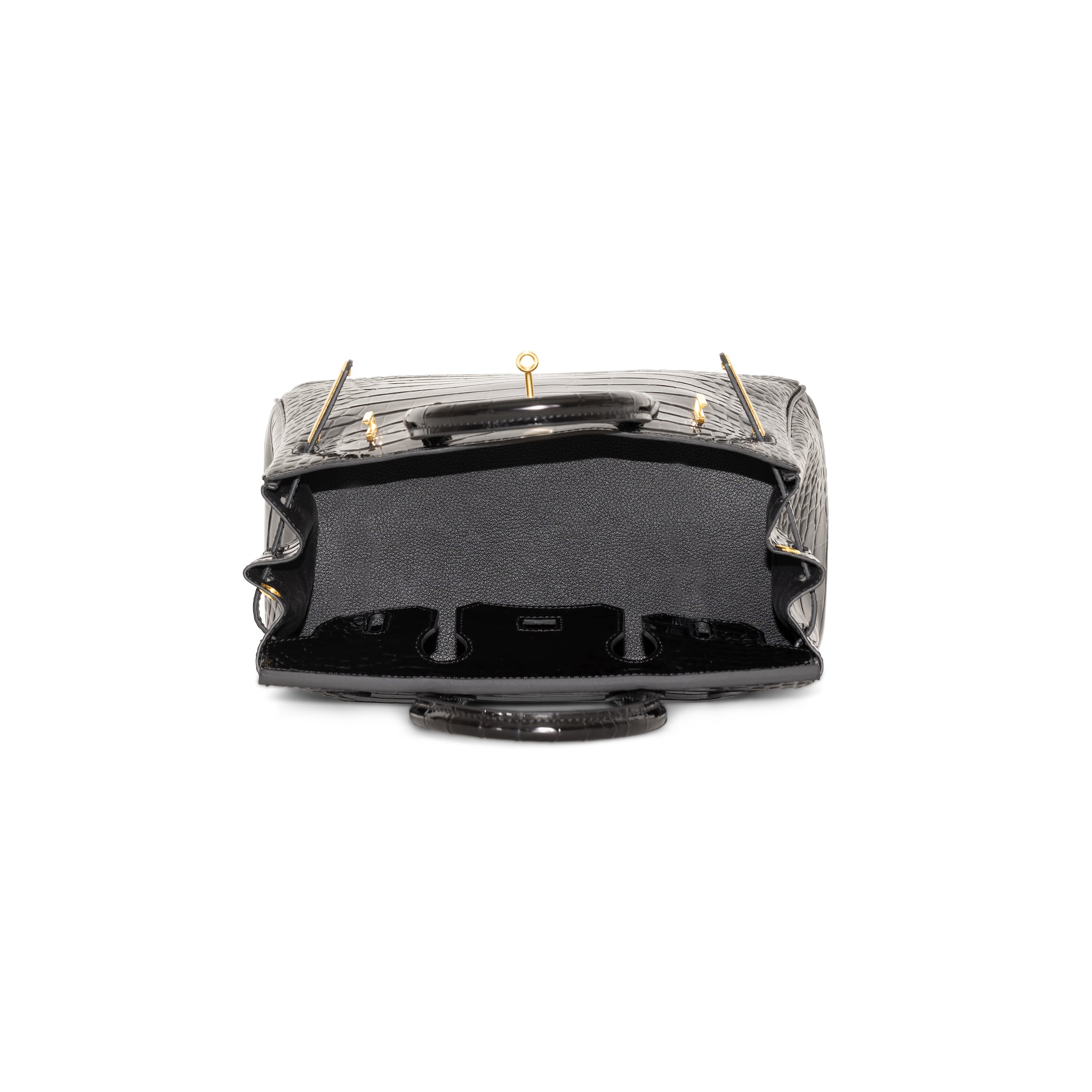 Ginna Croco Leder Handtasche 30 - Schwarz