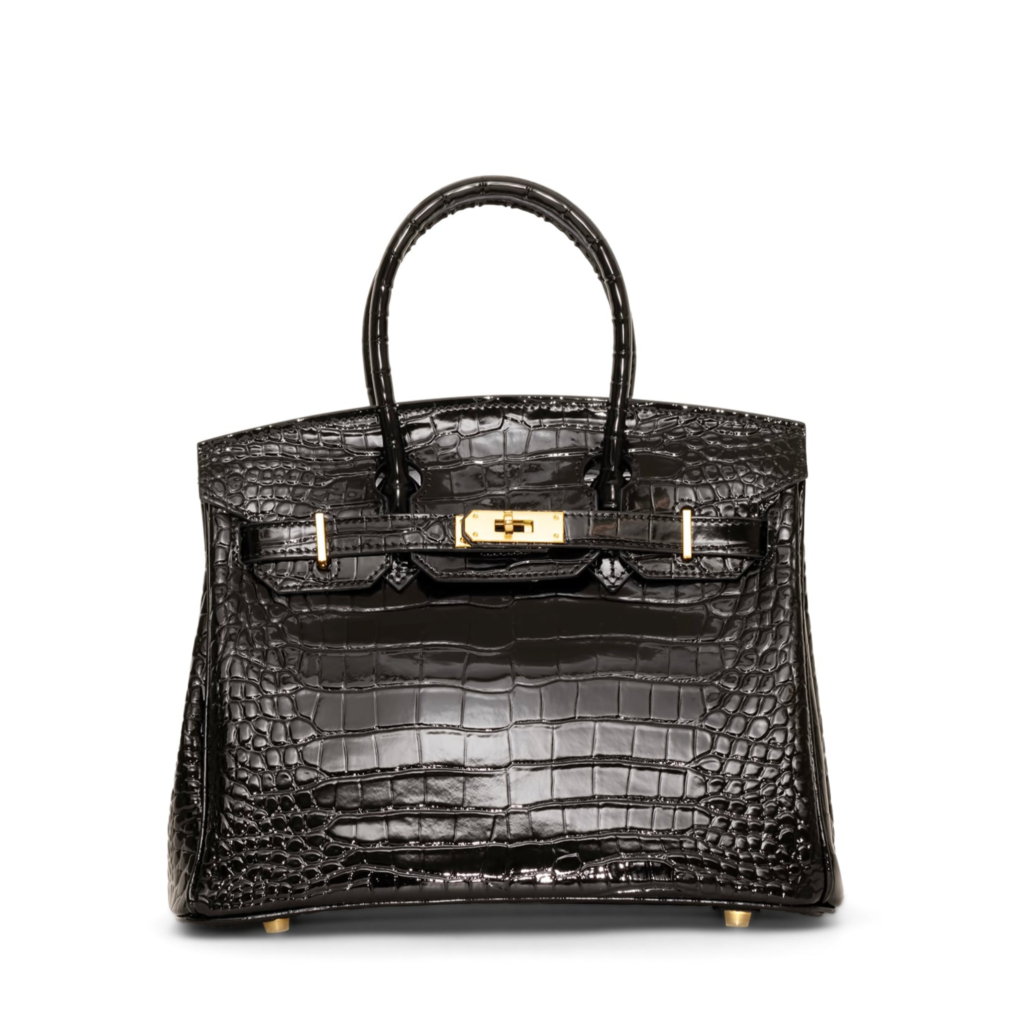 Sac à main en cuir Ginna Croco 30 - noir