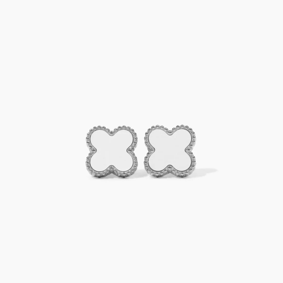 Boucles d'oreilles Trèfle <tc>argent</tc> Blanc