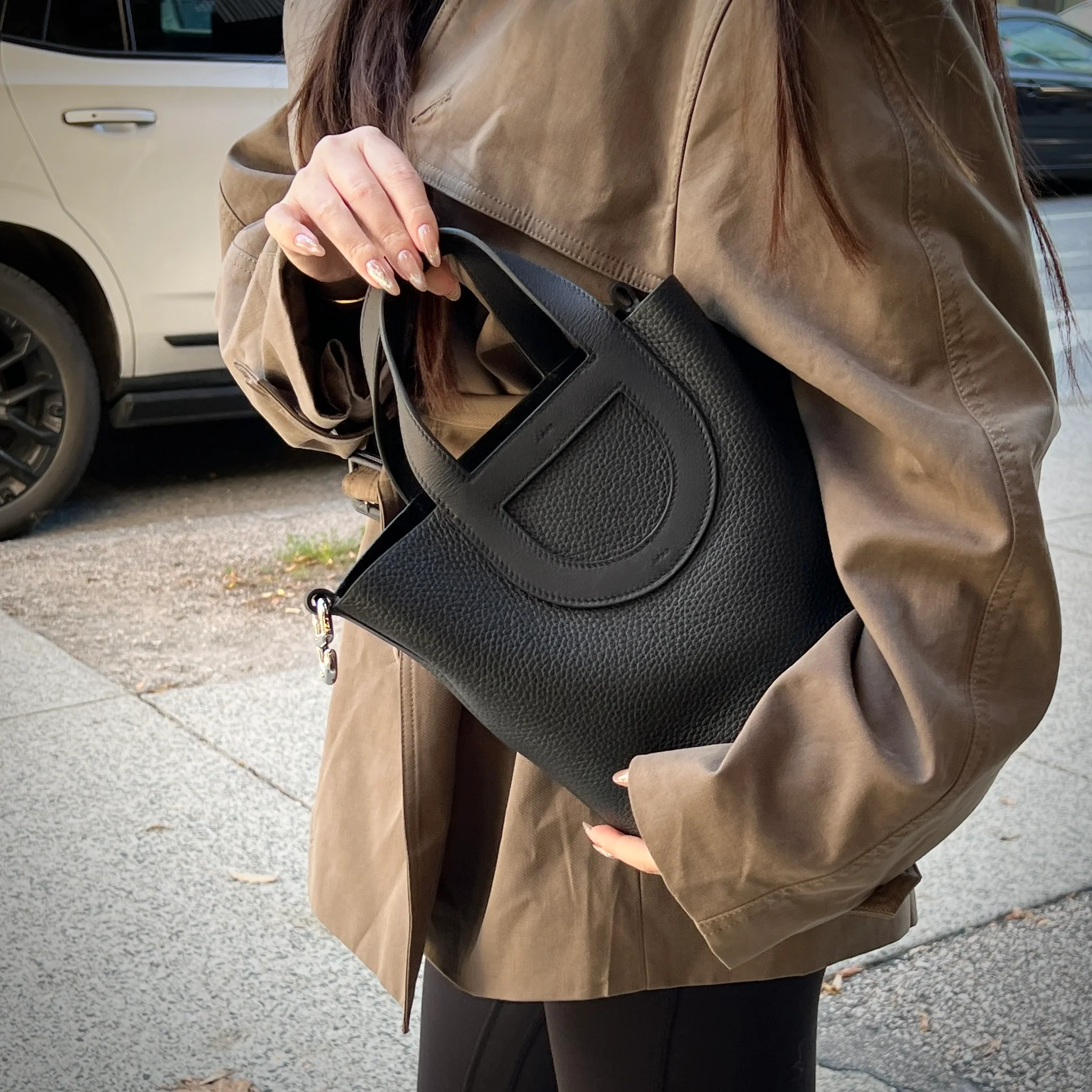 Sac à main en cuir Elodie 18 - noir