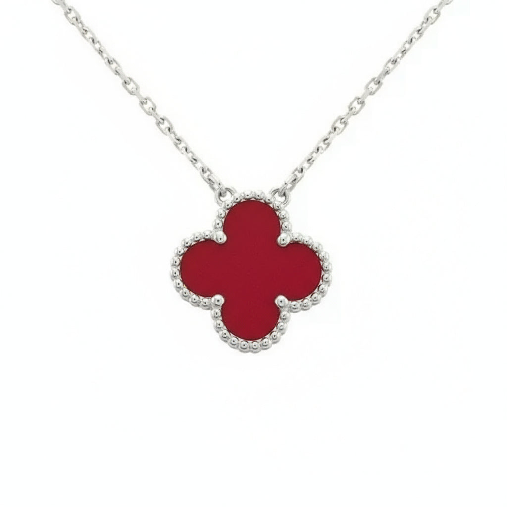 Sienna Silver Fyrklöver Halsband Röd