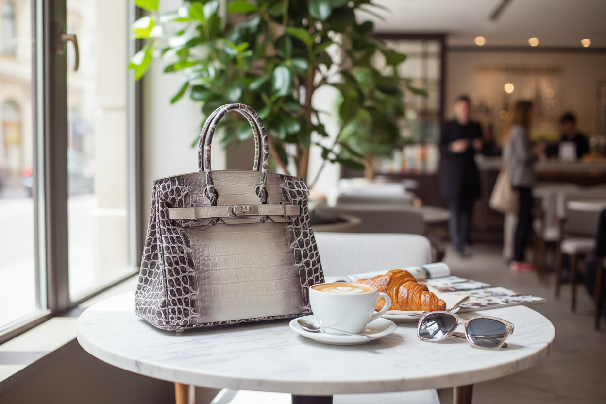 Joelle Croco Läder Handväska 30 - Grå