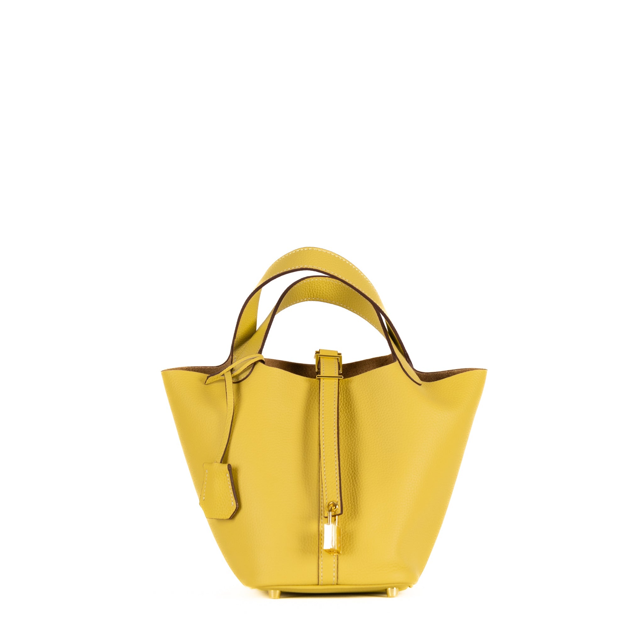 Sac à main en cuir Lucie 18 - jaune pastel
