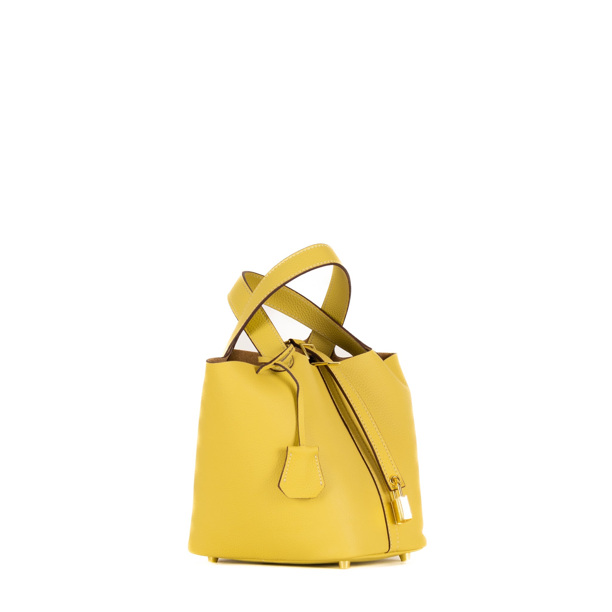 Sac à main en cuir Lucie 18 - jaune pastel