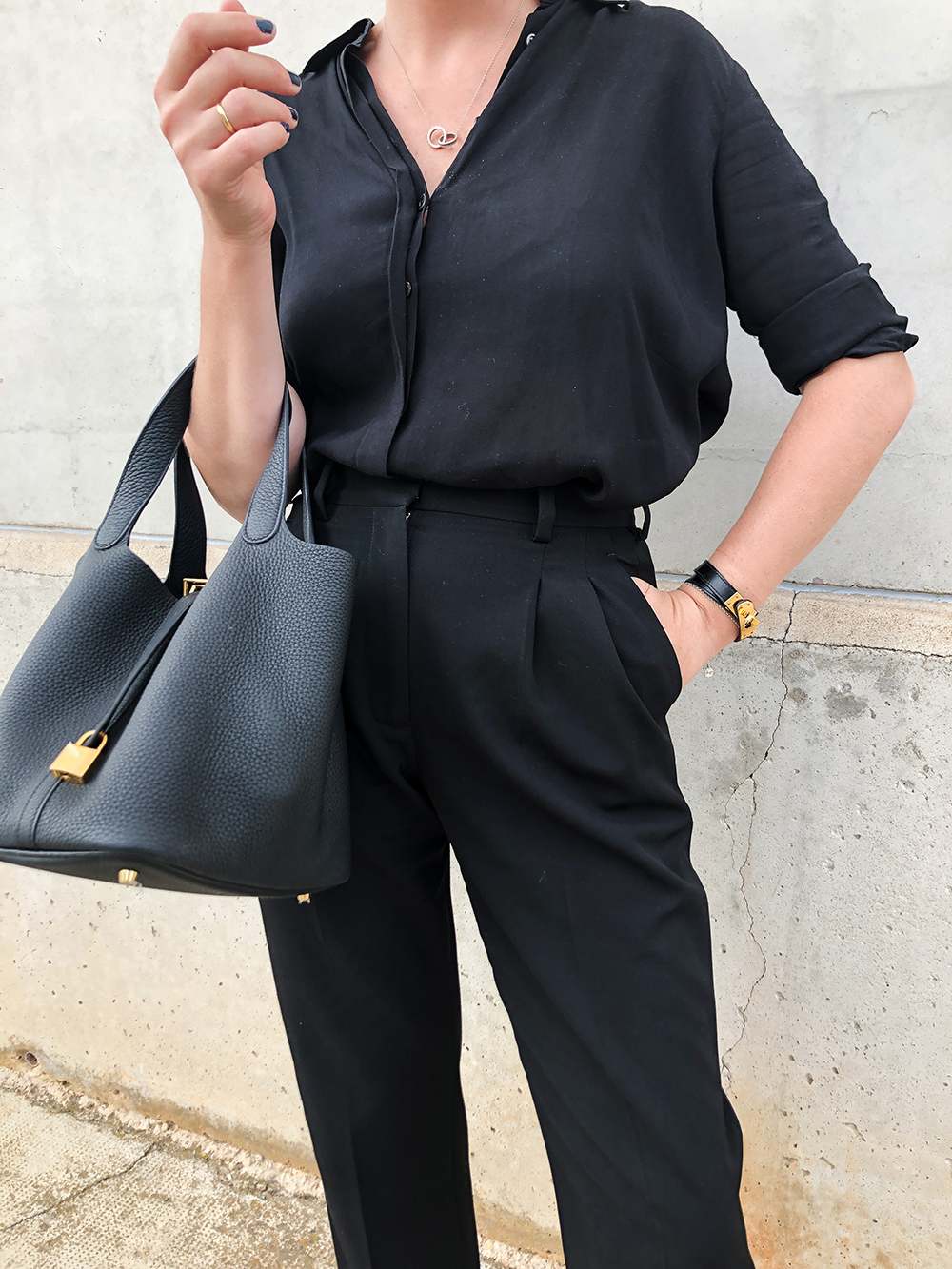 Sac à main en cuir Lucie 18 - noir