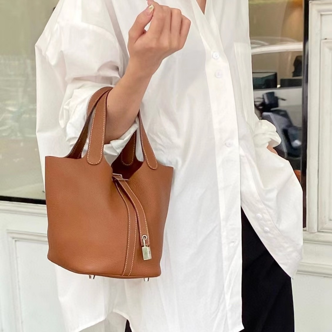 Sac à main en cuir Lucie 18 - Camel