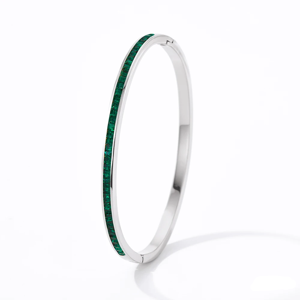 Ludovica Bangle 3,4 mm Sølv Grønn