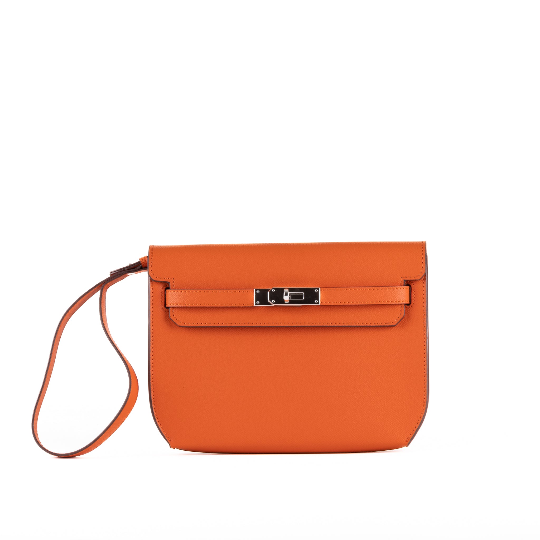 Medium Leather Clutch Bag 25 - Orange